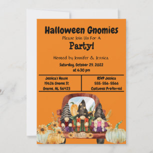 Orange Halloween Gnome Party Einladung