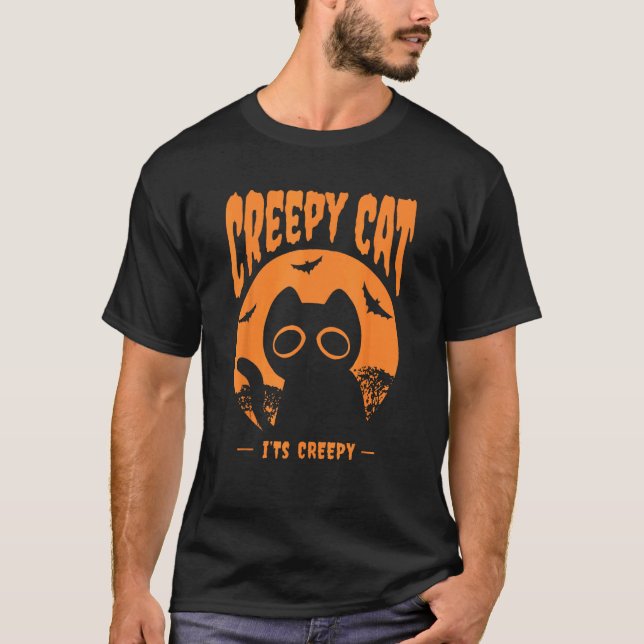 Orange Halloween Katzenfledermäuse T-Shirt (Vorderseite)