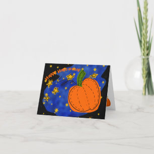  Orange Halloween-Kürbis Blauer Sternenhimmel Feiertagskarte