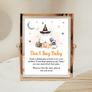 Orange Halloween Little Boo Don't Say Baby Schild