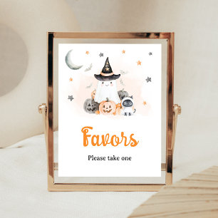 Orange Halloween Little Boo Geschenkanhänger Schil Poster