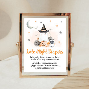 Orange Halloween Little Boo Späte Nacht-Windel-Sch Poster