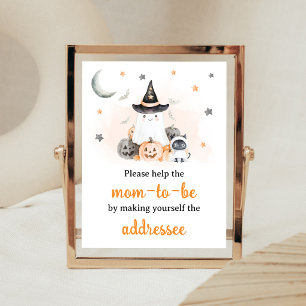 Orange Halloween Little Boo Umschlag-Stationsschil Poster