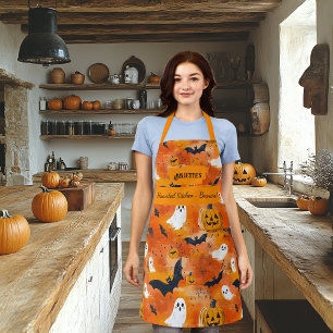 Orange Halloween mit Geistern, Kürbissen und Flede Schürze