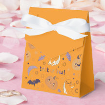 "Orange Halloween Pumpkin and Ghost Favor Box"