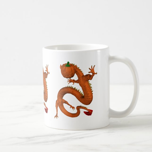 Orange Halloween Pumpkin Dragon Kaffeetasse (Rechts)