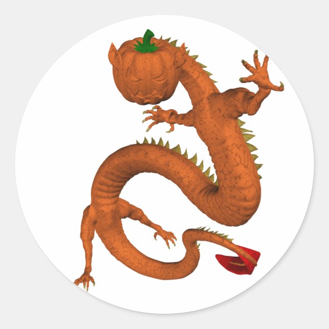 Orange Halloween Pumpkin Dragon Runder Aufkleber (Vorderseite)
