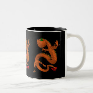 Orange Halloween Pumpkin Dragon Zweifarbige Tasse