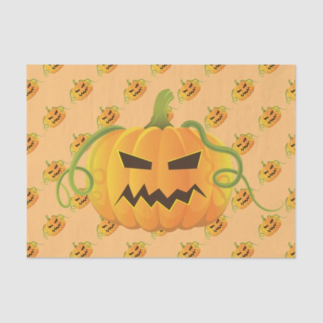 Orange Halloween Pumpkin Nahtloses Muster Seidenpapier (Vorderseite)