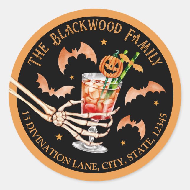 Orange Halloween Pumpkin Rücksendeadresse Runder Aufkleber (Vorderseite)