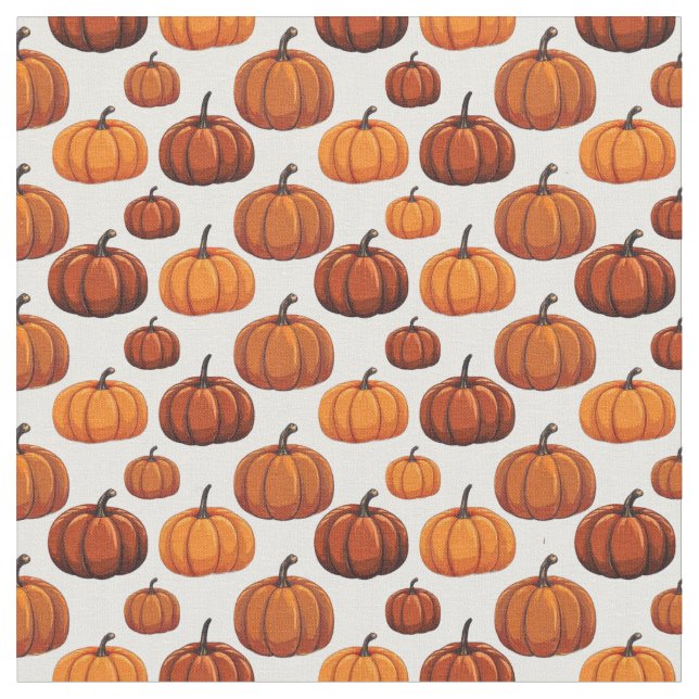 Orange Halloween Pumpkins - Feierliches Herbstmust Stoff (Nahaufnahme)