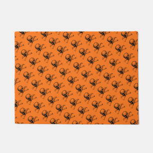 Orange Halloween Skull Fußmatte