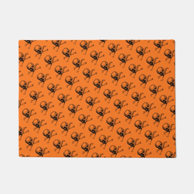 Orange Halloween Skull Fußmatte (Vorderseite)