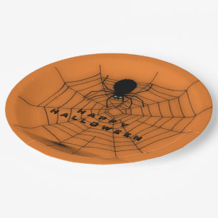 Orange Halloween Spider Web Paper Teller