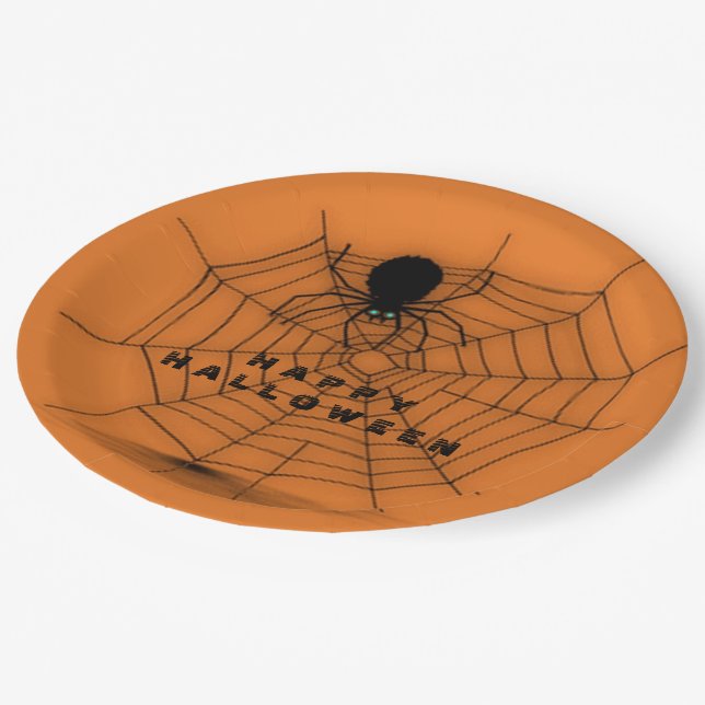 Orange Halloween Spider Web Paper Teller (Schrägansicht)