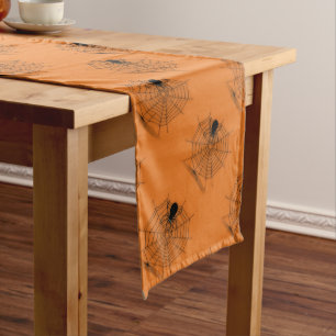 Orange Halloween Spider Web Table Runner Großer Tischläufer