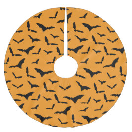 Orange Halloween Spooky Bats Gemustert Weihnachten Polyester Weihnachtsbaumdecke