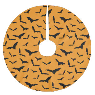 Orange Halloween Spooky Bats Gemustert Weihnachten Polyester Weihnachtsbaumdecke