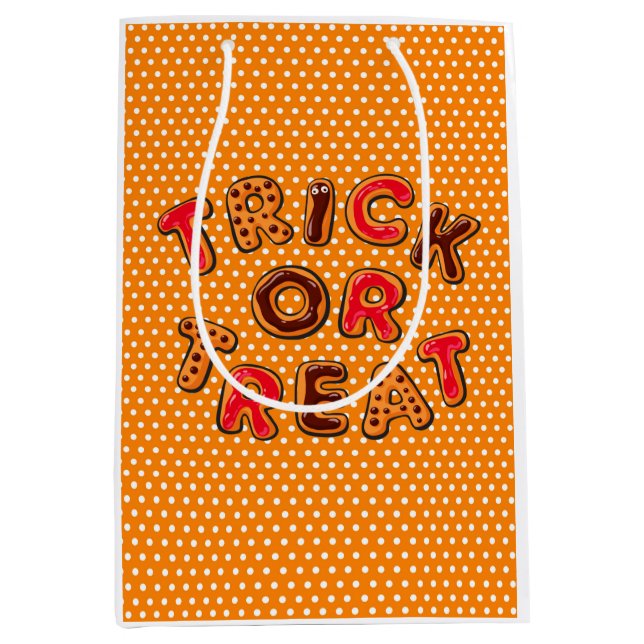 Orange Halloween Trick or Tree Mittlere Geschenktüte (Vorderseite)