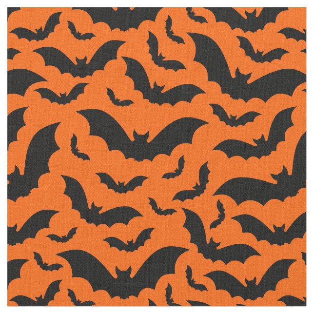 orange Halloween Vampir Fledermäuse gothic Stoff (Nahaufnahme)