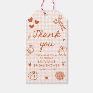 Orange Handgezeichnete Fall in Love Brautparty Geschenkanhänger