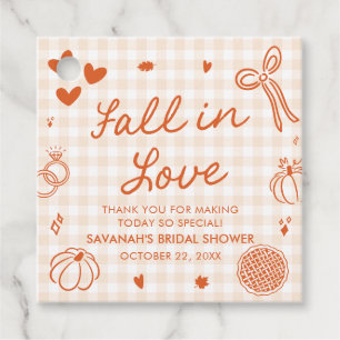 Orange Handgezeichnete Fall in Love Brautparty Geschenkanhänger