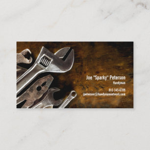 Orange Handyman Business Card mit Tools Visitenkarte