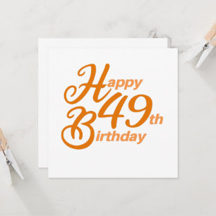 Orange Happy 49. Geburtstag Kursivschrift Einladung