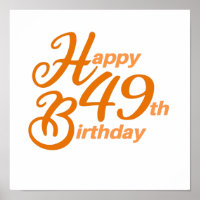 Orange Happy 49. Geburtstag Kursivschrift