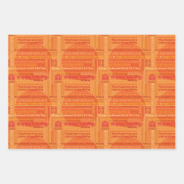 Orange Happy Days Wrapping Paper Geschenkpapier Set
