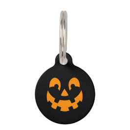 Orange Happy Halloween Pumpkin-Gesicht auf schwarz Haustiermarke