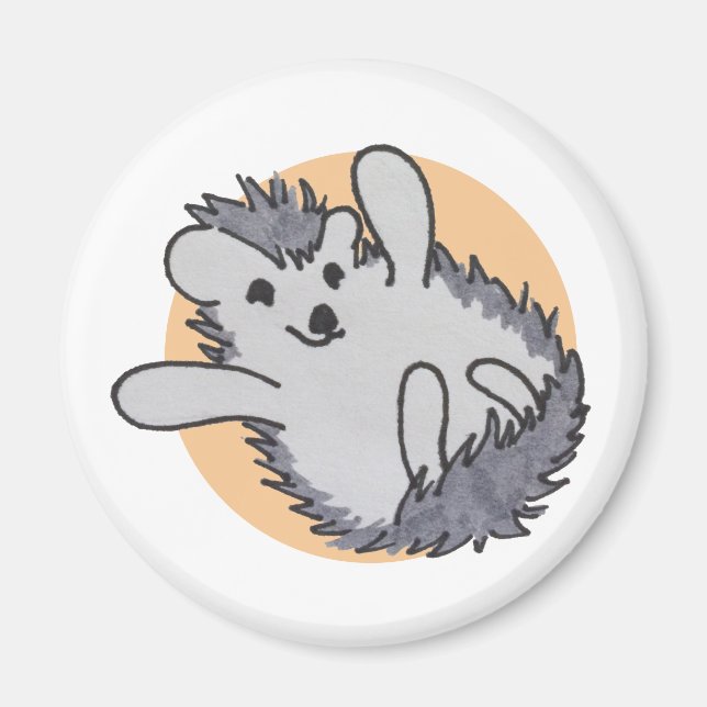 Orange Happy Niedlich Igel Magnet (Vorne)