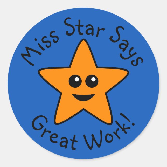 Orange Happy Star Great Work Stickers (Vorderseite)