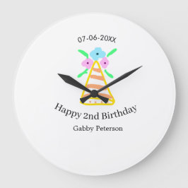 Orange hat 2. Geburtstagskinder retrurieren blumen Große Wanduhr