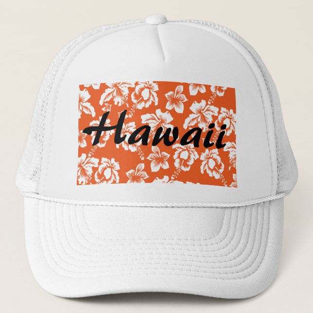 Orange Hawaiian Hibiscus Truckerkappe (Vorderseite)