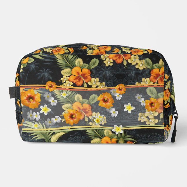 Orange Hawaiian Hibiskus Aloha Shirt Travel Bag Waschbeutel (Vorderseite)