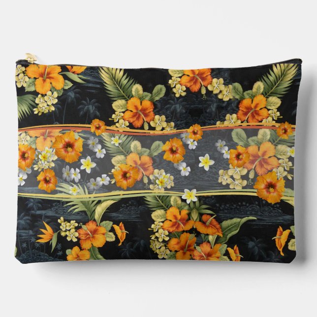 Orange Hawaiian Hibiskus Aloha Shirt Zubehörtasche (Vorderseite)