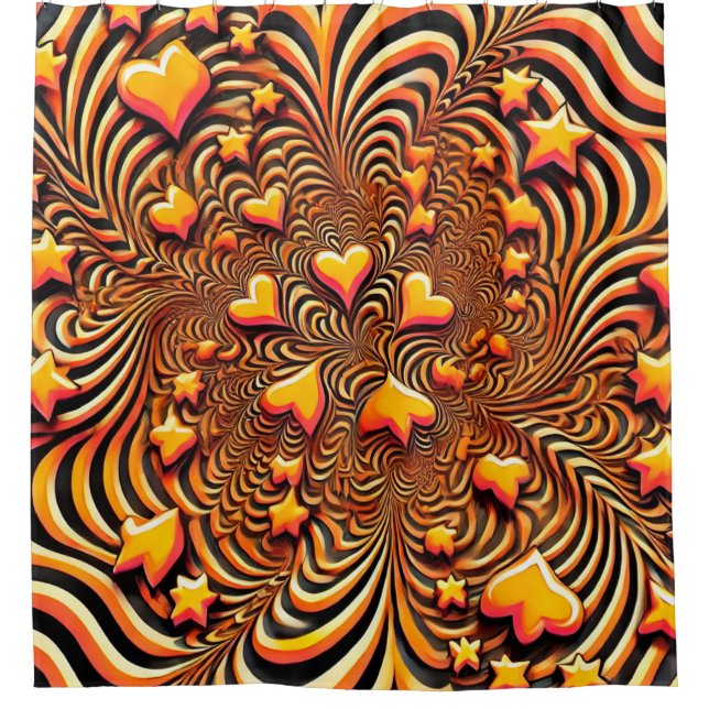 Orange Heart Design Duschvorhang (Vorderseite)
