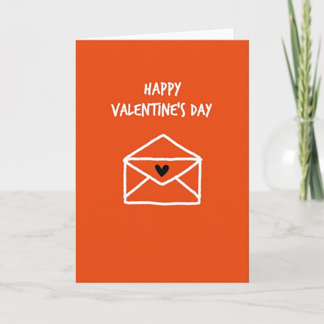 Orange Heart Envelope Card Karte (Vorderseite)