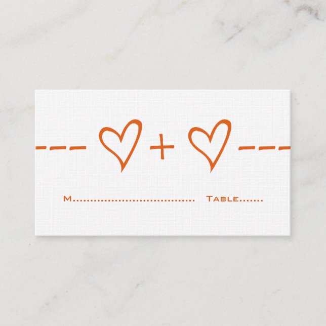Orange Heart Equation Platzkarte (Vorderseite)