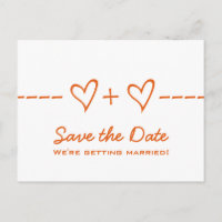 Orange Heart Equation Save the Date Postkarte