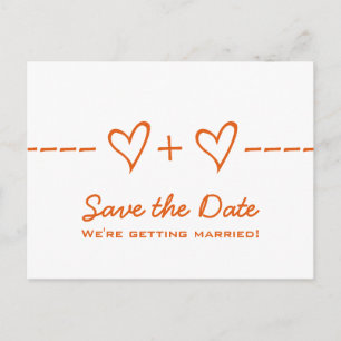Orange Heart Equation Save the Date Postkarte