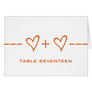 Orange Heart Equity Tischnummer Card