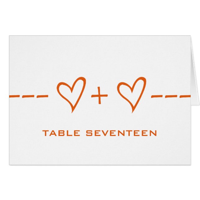 Orange Heart Equity Tischnummer Card (Vorderseite (Horizontal))