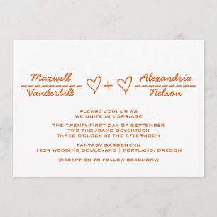 Orange Heart Equity Wedding Invite Einladung