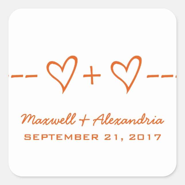 Orange Heart Equity Wedding Stickers (Vorderseite)