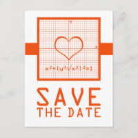 Orange Heart Math Graph Save the Date Postkarte