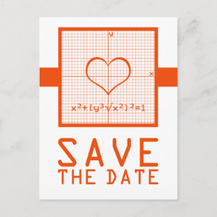 Orange Heart Math Graph Save the Date Postkarte