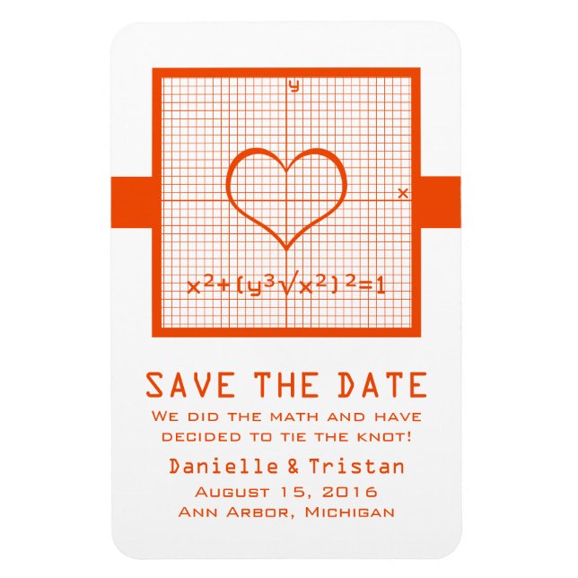 Orange Heart Math Graph Speichern Sie das Date Mag Magnet (Vertikal)