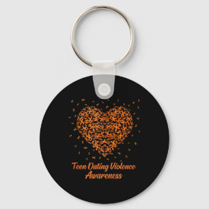 Orange Heart Ribbon Teen Verabredet Gewalt Bewusst Schlüsselanhänger